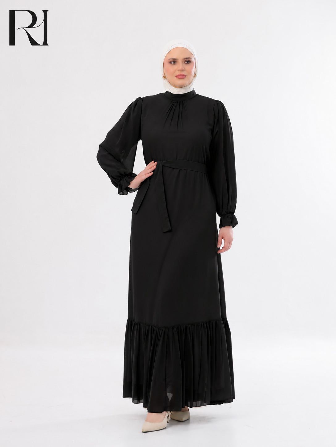 Najma Fresh Chiffon Maxi Dress – Black