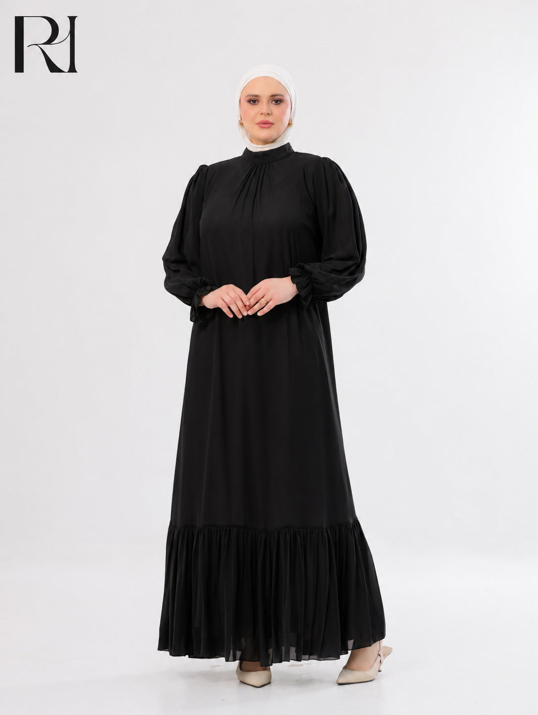 Najma Fresh Chiffon Maxi Dress – Black