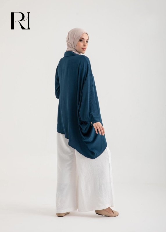 Elegant asymmetrical Button Up Tunic | Modest Women's Top - Ruehaya