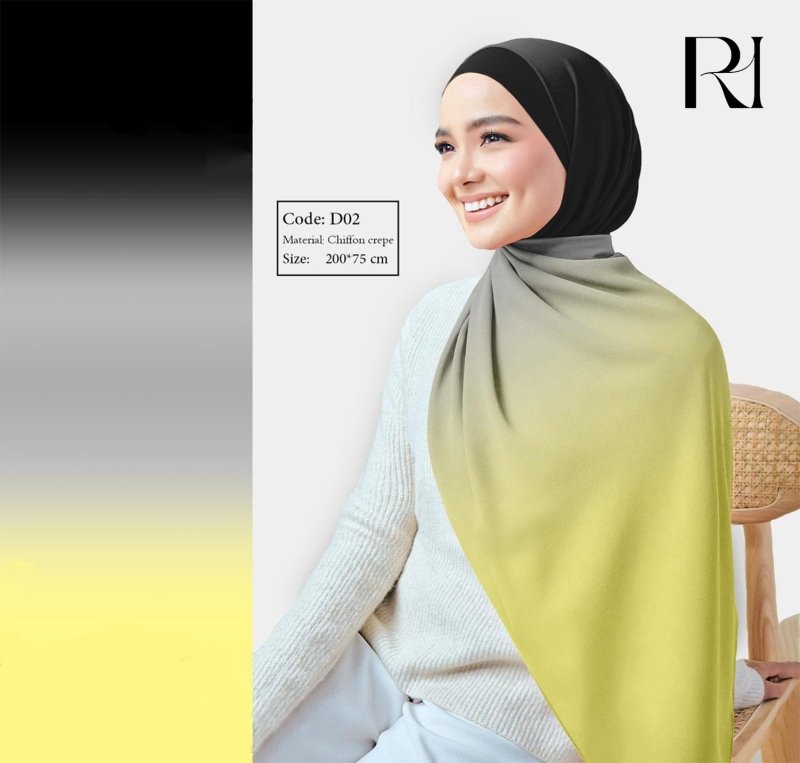 Elegant Chiffon crepe Hijab by Ruehaya Soft Stylish & Lightweight - Ruehaya
