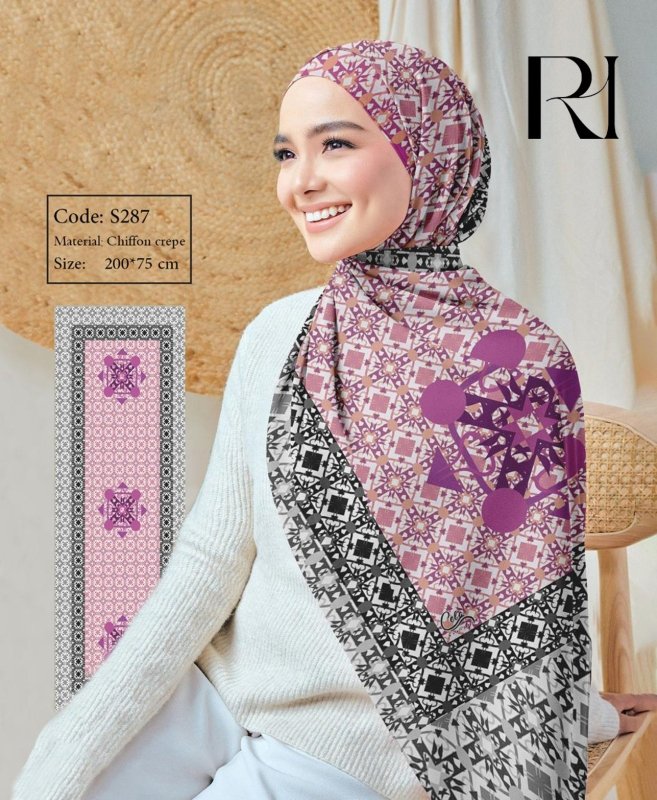 Elegant Geometric Print Chiffon Hijab Ruehaya - Ruehaya