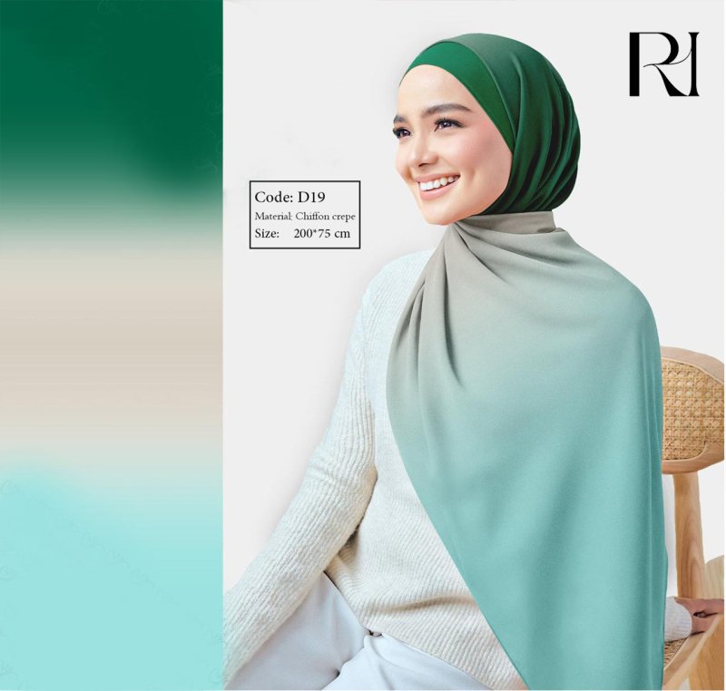 Elegant Green Chiffon Hijab by Ruehaya - Ruehaya