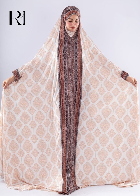 Elegant Islamic Print Satin Prayer Gown Comfortable Modesty - Ruehaya