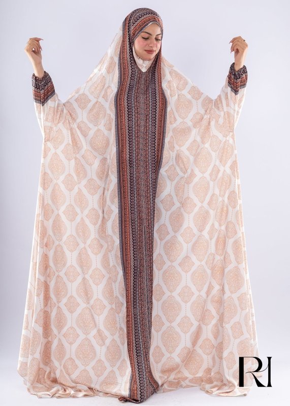 Elegant Islamic Print Satin Prayer Gown Comfortable Modesty - Ruehaya