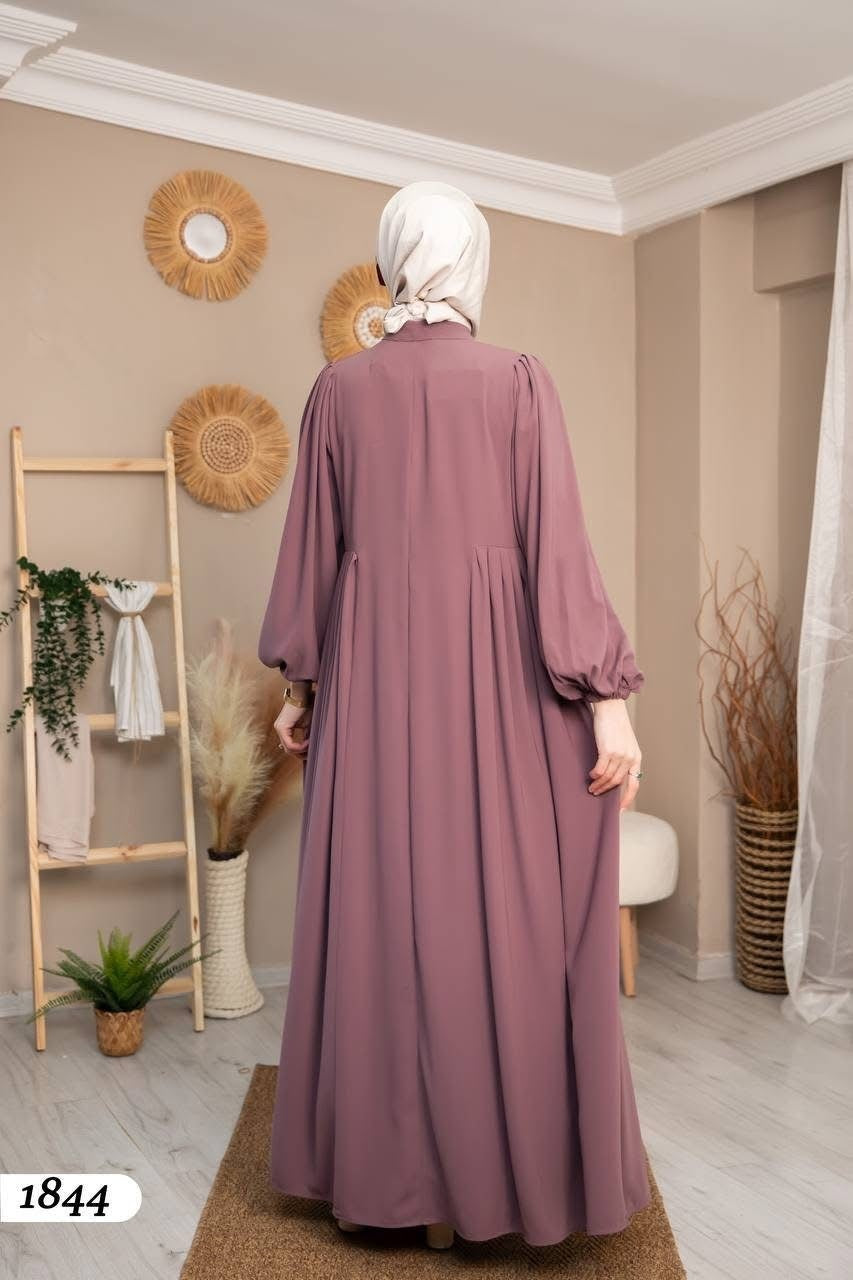 Elegant Plum Flowy Maxi Dress Timeless Modest Fashion - Ruehaya
