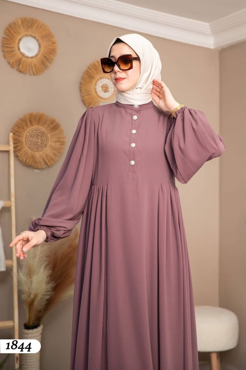 Elegant Plum Flowy Maxi Dress Timeless Modest Fashion - Ruehaya