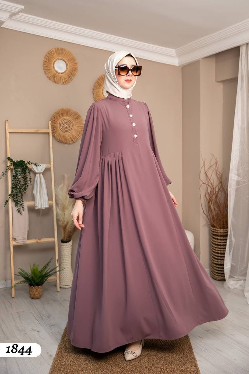 Elegant Plum Flowy Maxi Dress Timeless Modest Fashion - Ruehaya