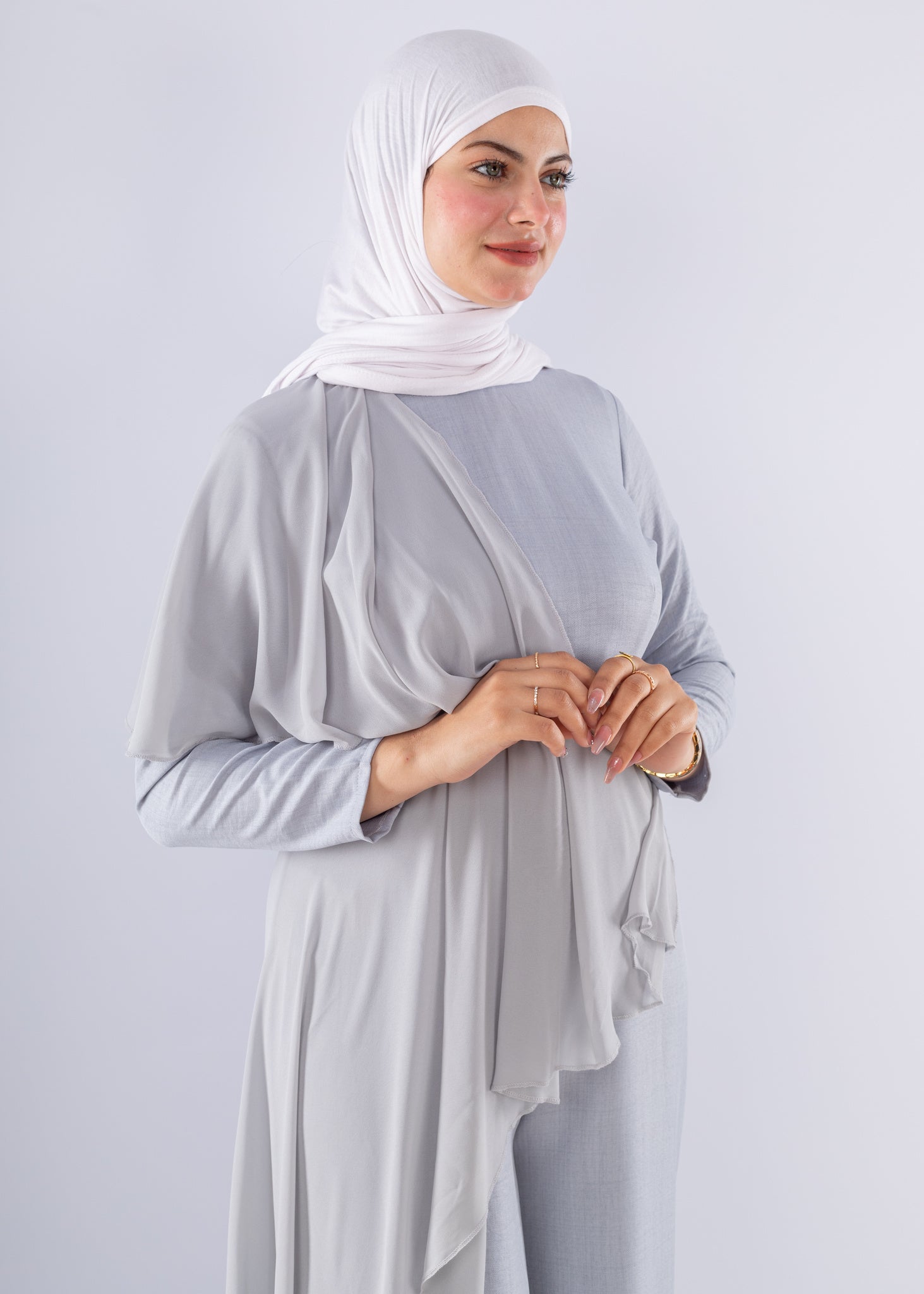 Elegant Wide Leg Jumpsuit with Chiffon Skirt Overlay - Ruehaya