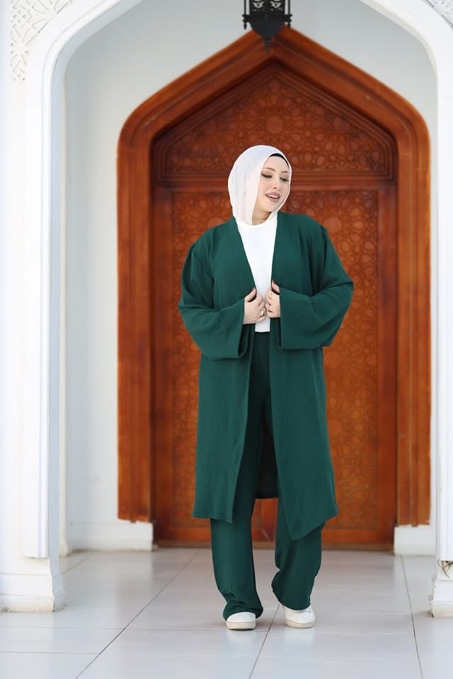 Emerald Green Modest Wear Set for Everyday Chic - Ruehaya