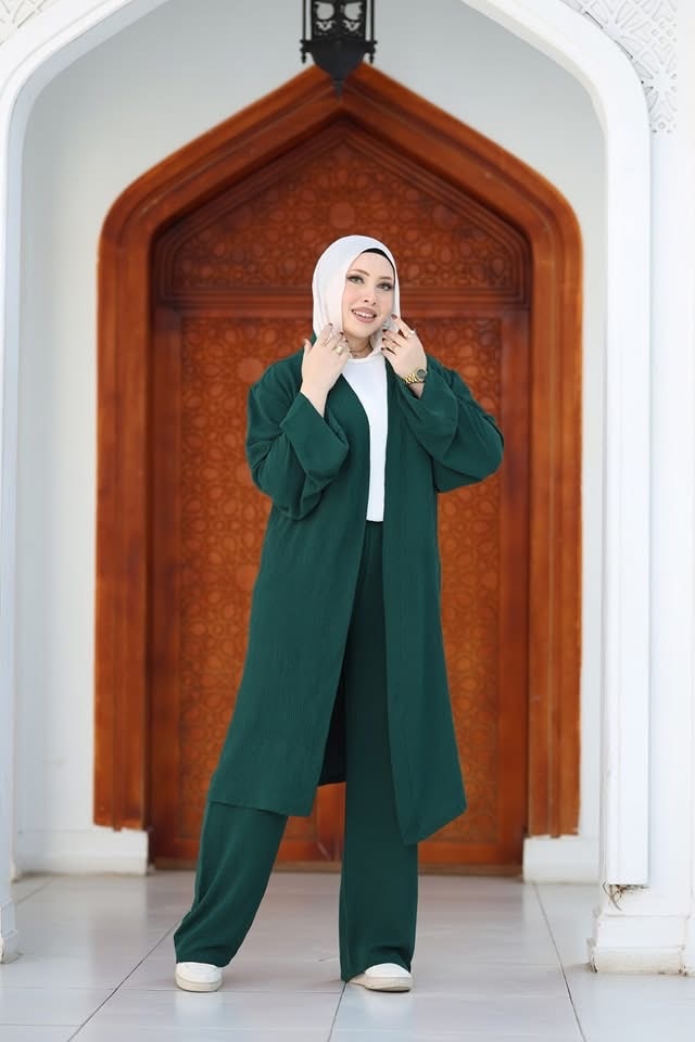 Emerald Green Modest Wear Set for Everyday Chic - Ruehaya
