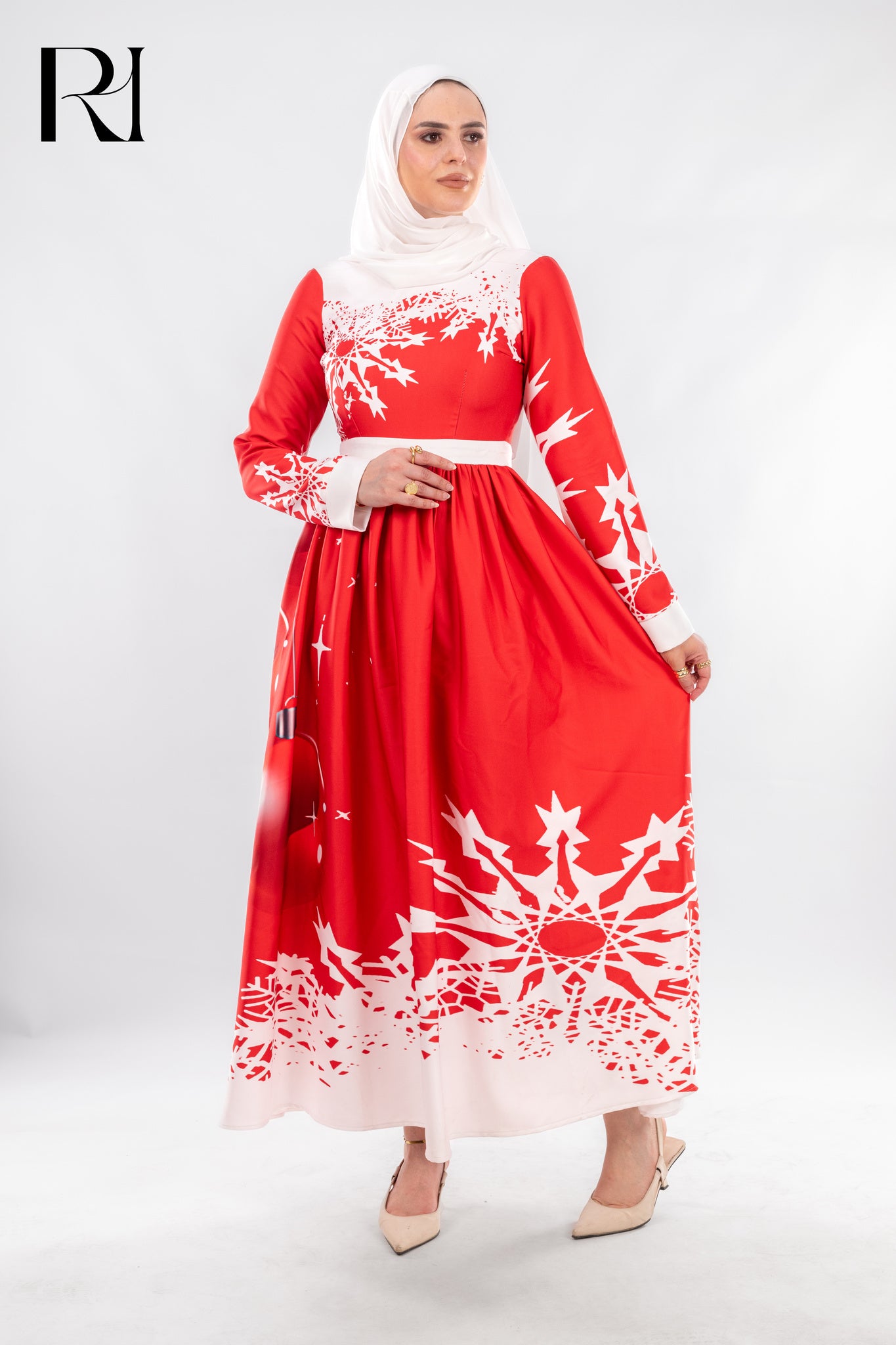 Festive Modest Christmas Maxi Dress - Ruehaya