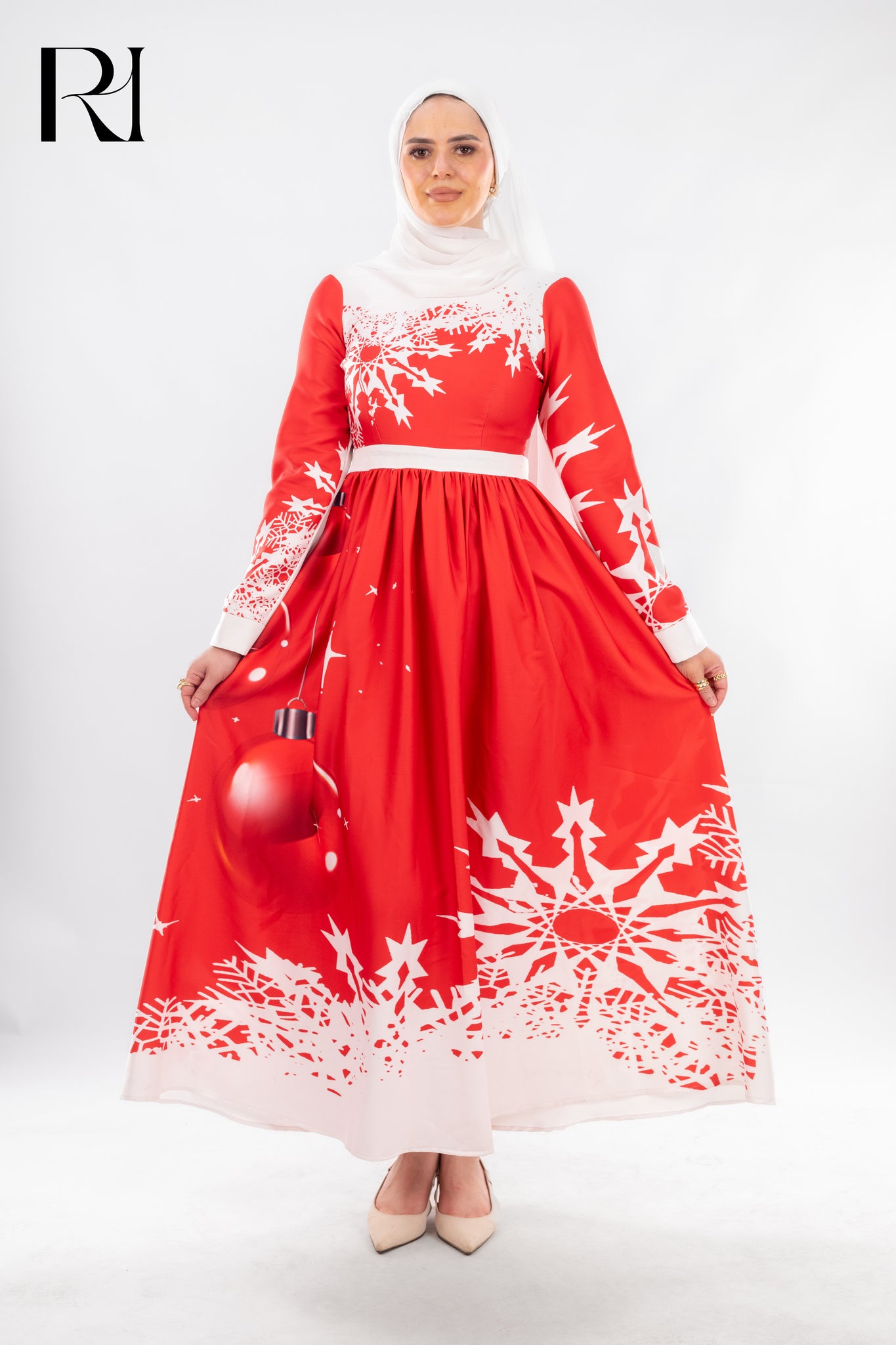 Festive Modest Christmas Maxi Dress - Ruehaya
