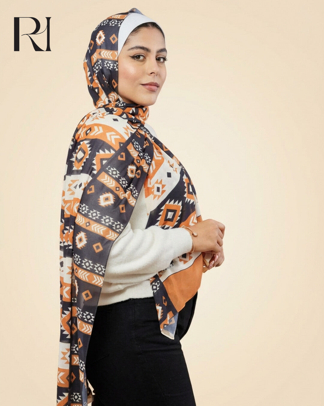 Geometric Print Hijab by Ruehaya - Ruehaya