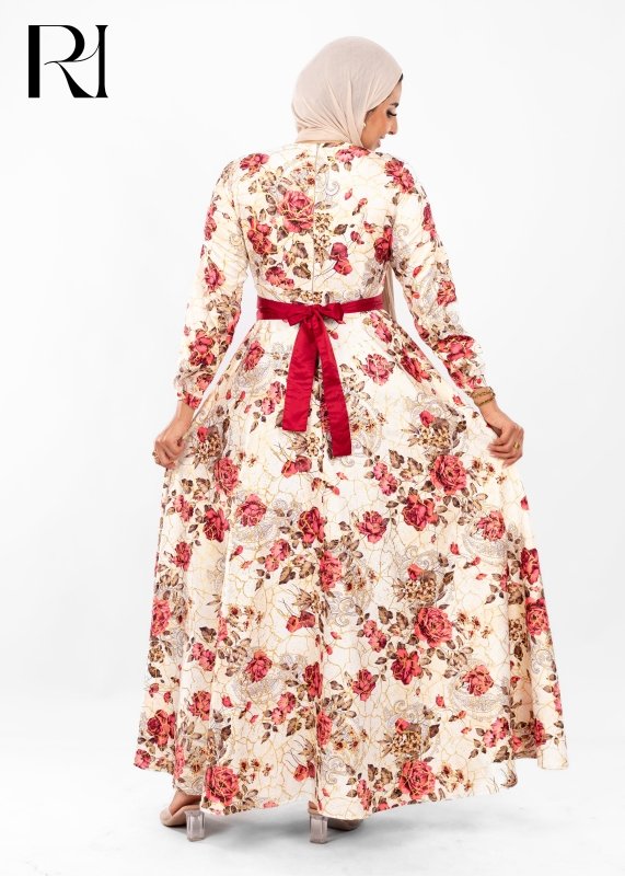 Golden Rose Garden Modest Maxi Dress - Ruehaya