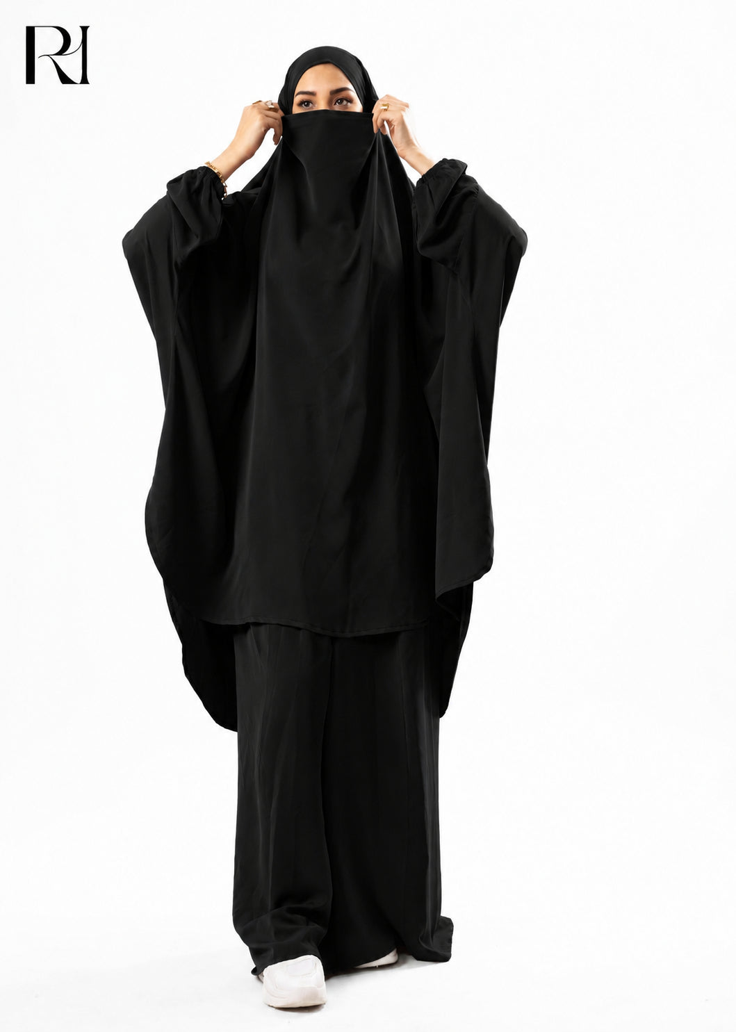 Jannat Lightweight Silk Prayer Set – Black
