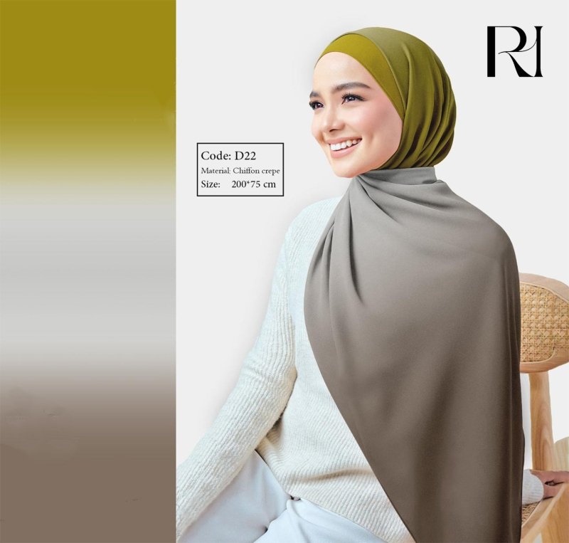 Gradient of yellow and brown Chiffon Crepe Hijab - Ruehaya