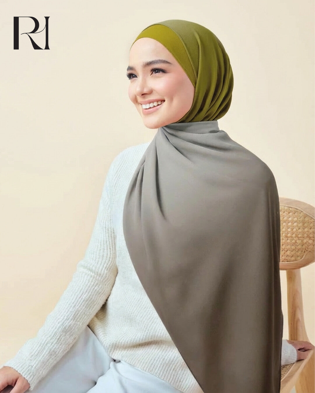 Gradient of yellow and brown Chiffon Crepe Hijab - Ruehaya
