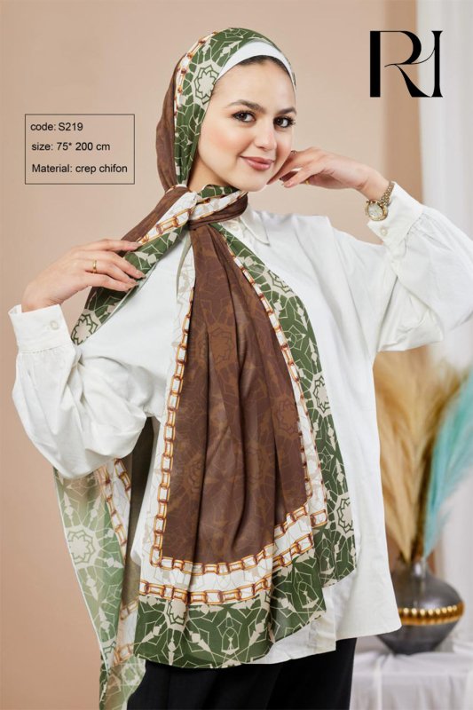 Islamic Geometric Print Chiffon Hijab Ruehaya Timeless Elegance - Ruehaya