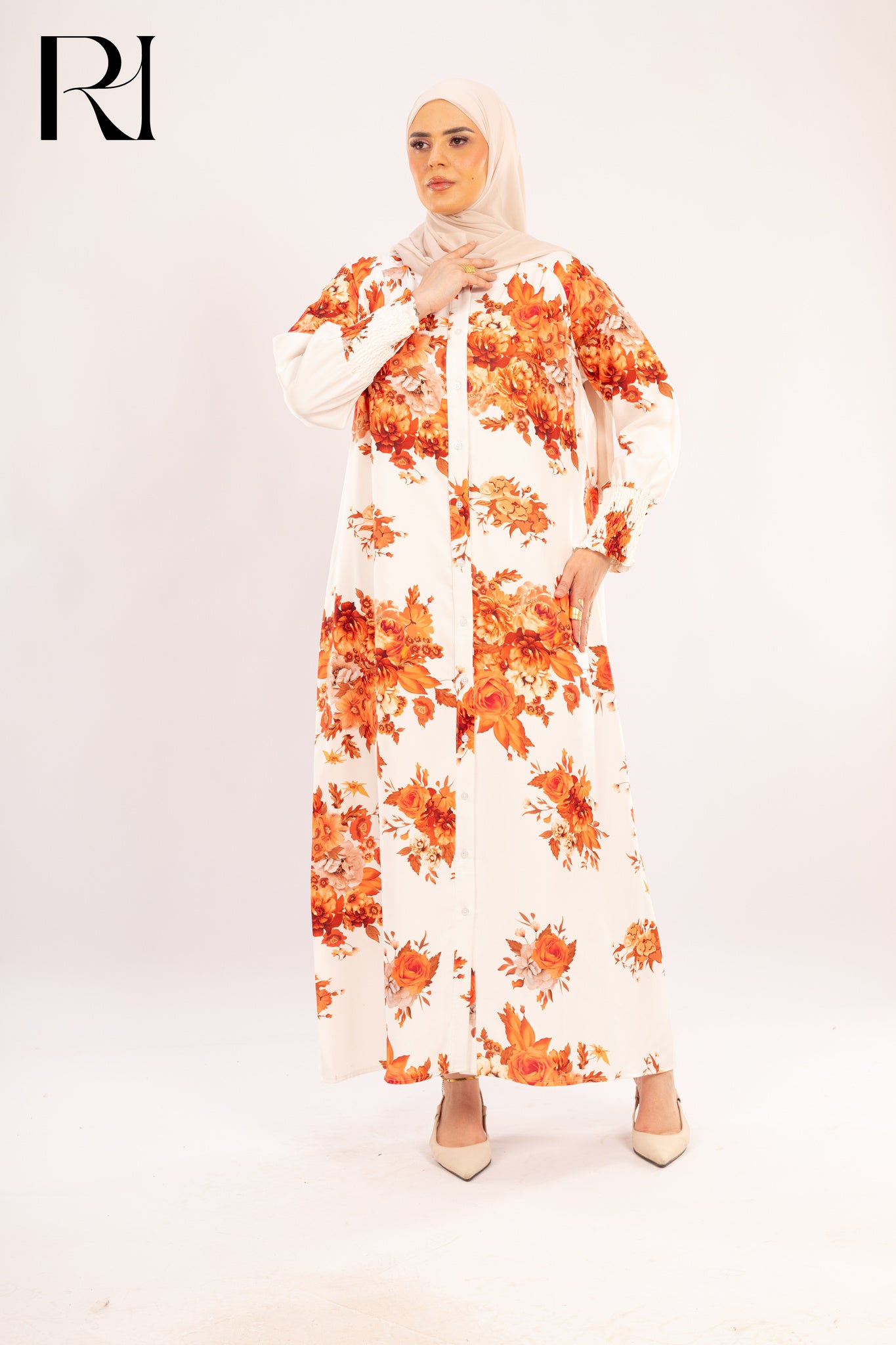Juliana Sunset Floral Maxi Shirt Dress - Ruehaya