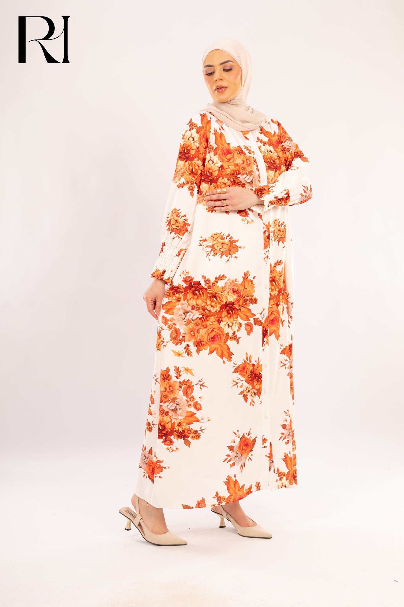 Juliana Sunset Floral Maxi Shirt Dress - Ruehaya
