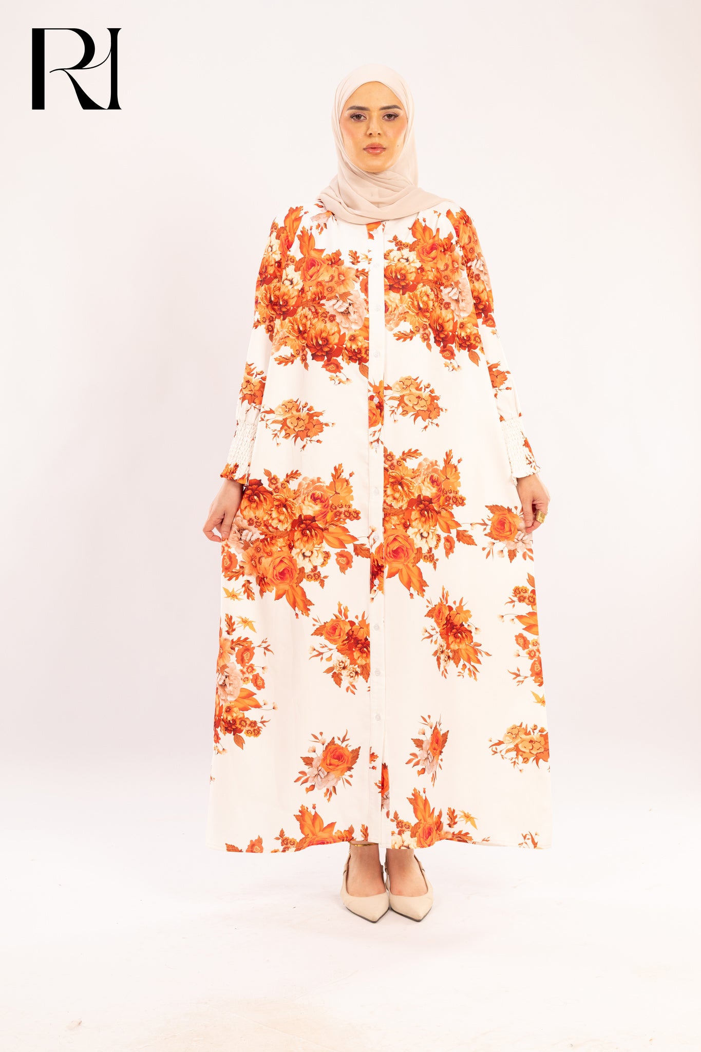 Juliana Sunset Floral Maxi Shirt Dress - Ruehaya