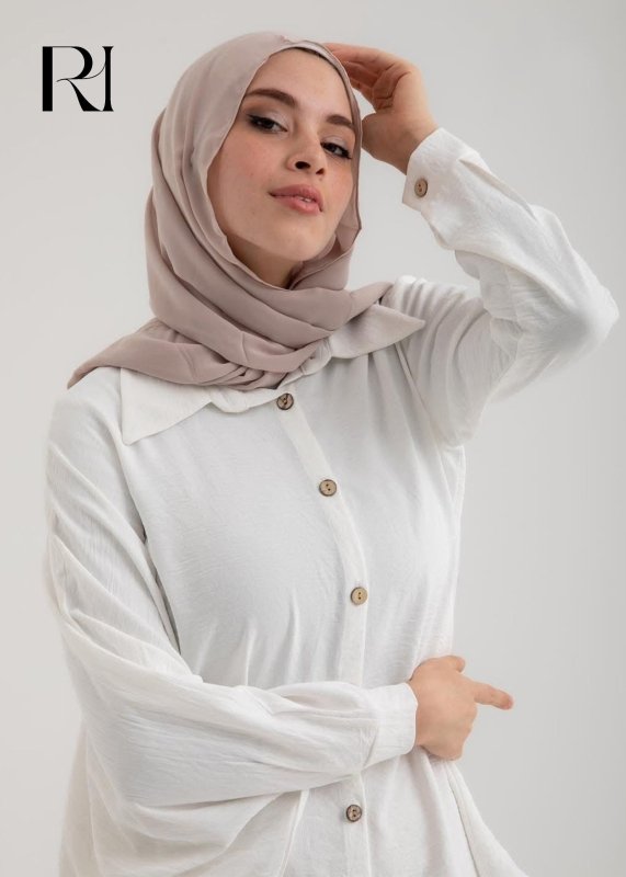 Layal Ivory Flow Asymmetrical Shirt with Wide Leg Trousers Set - Ruehaya