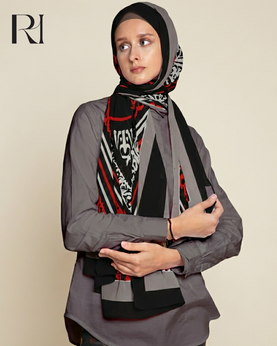 Majlisa Printed Chiffon Hijab Elegant TieDye Scarf for Modest Fashion - Ruehaya