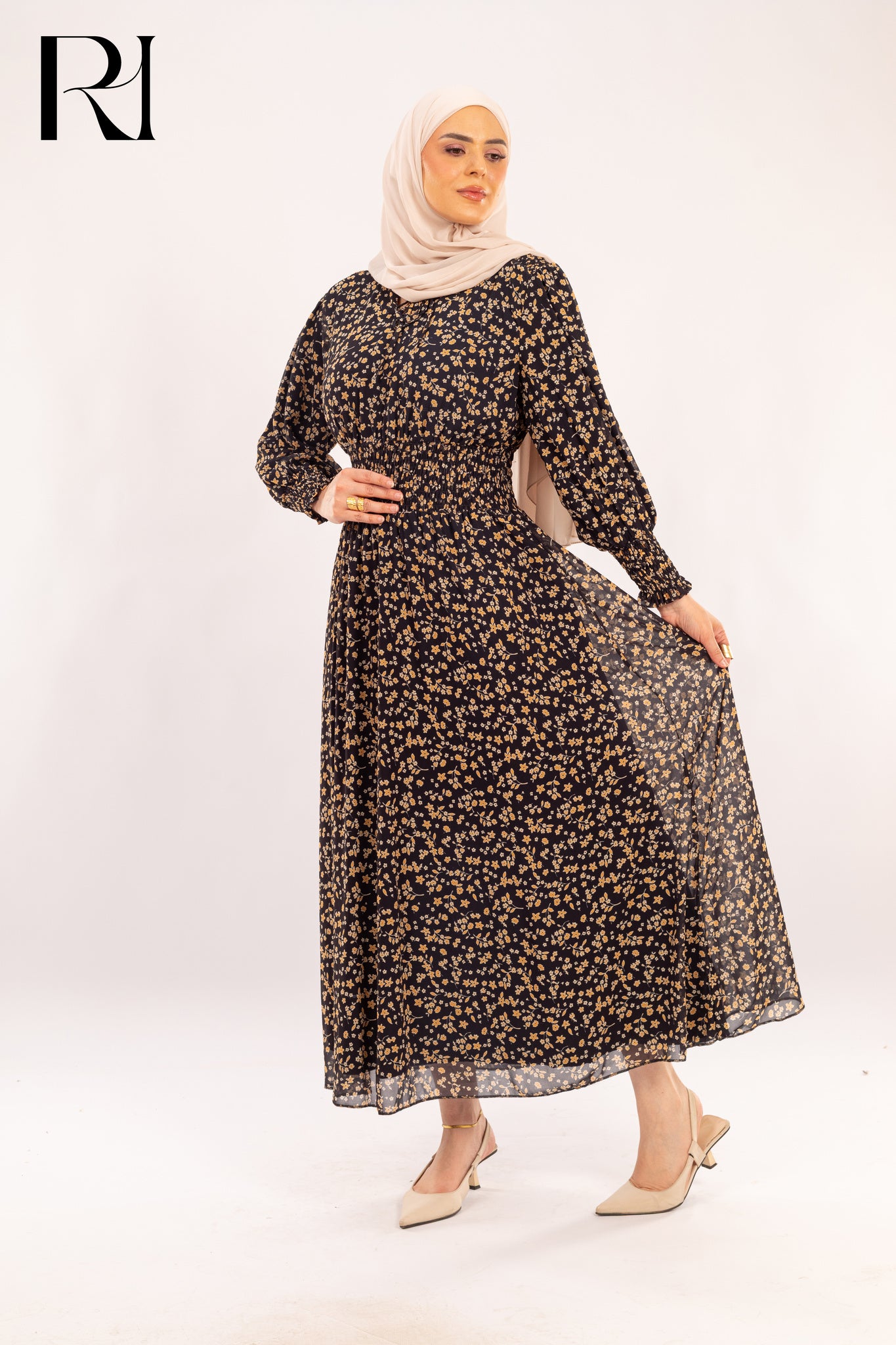 Maya Petal Tiers Floral Chiffon Maxi Dress with Ruffles - Ruehaya