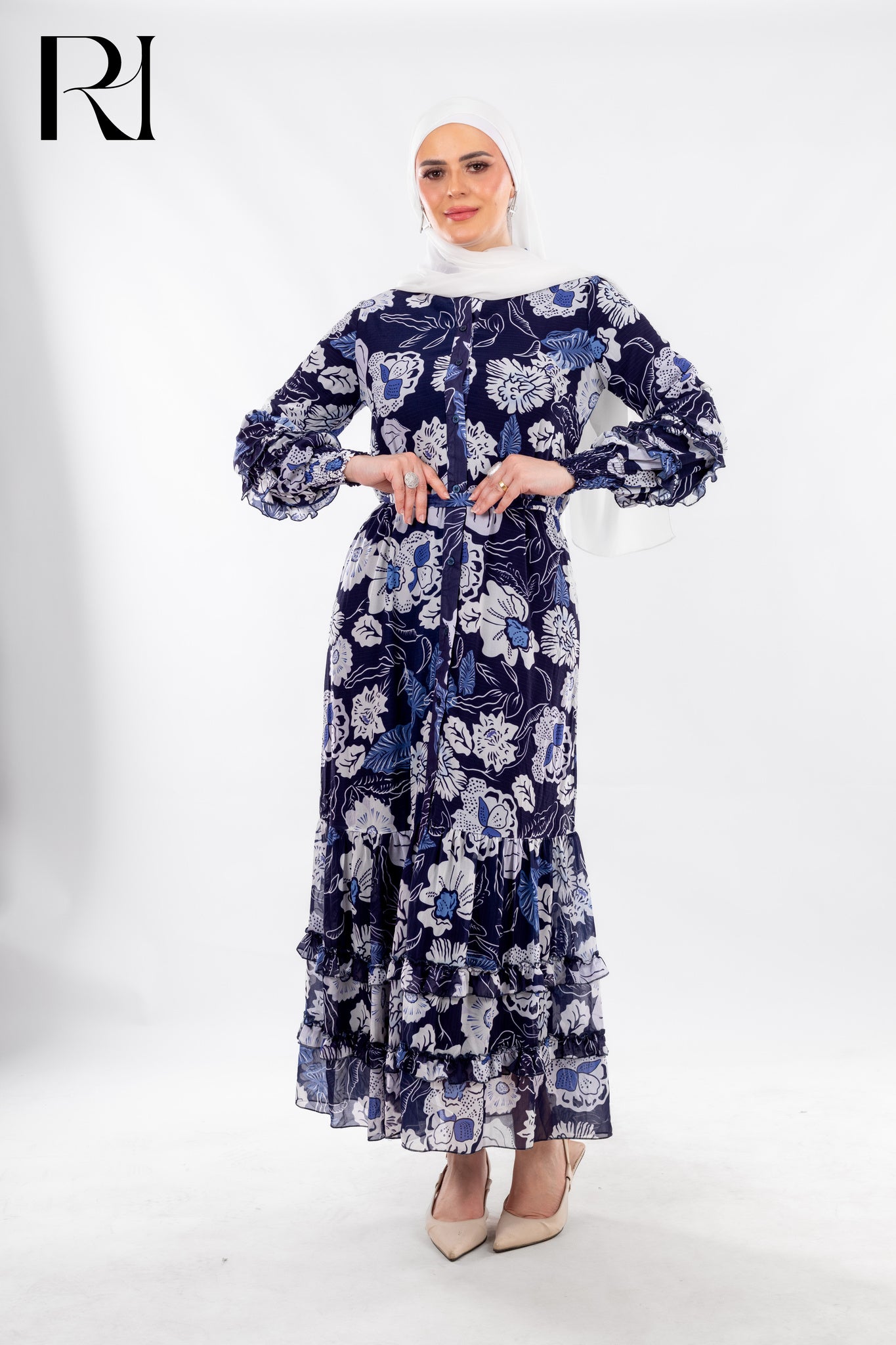 Midnight Garden Ruffle Maxi - Ruehaya
