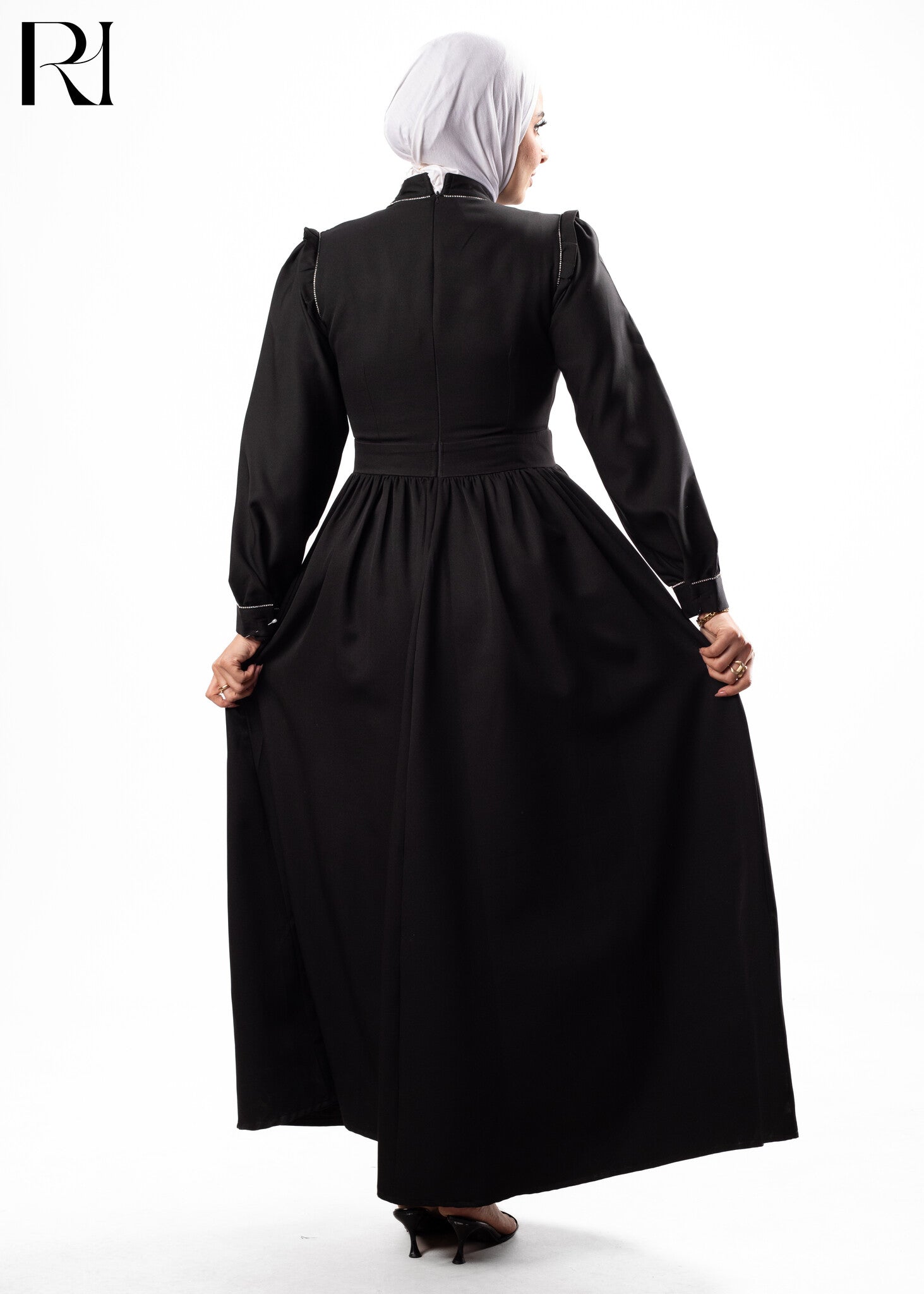 Midnight Grace Pleated Modest Maxi Dress