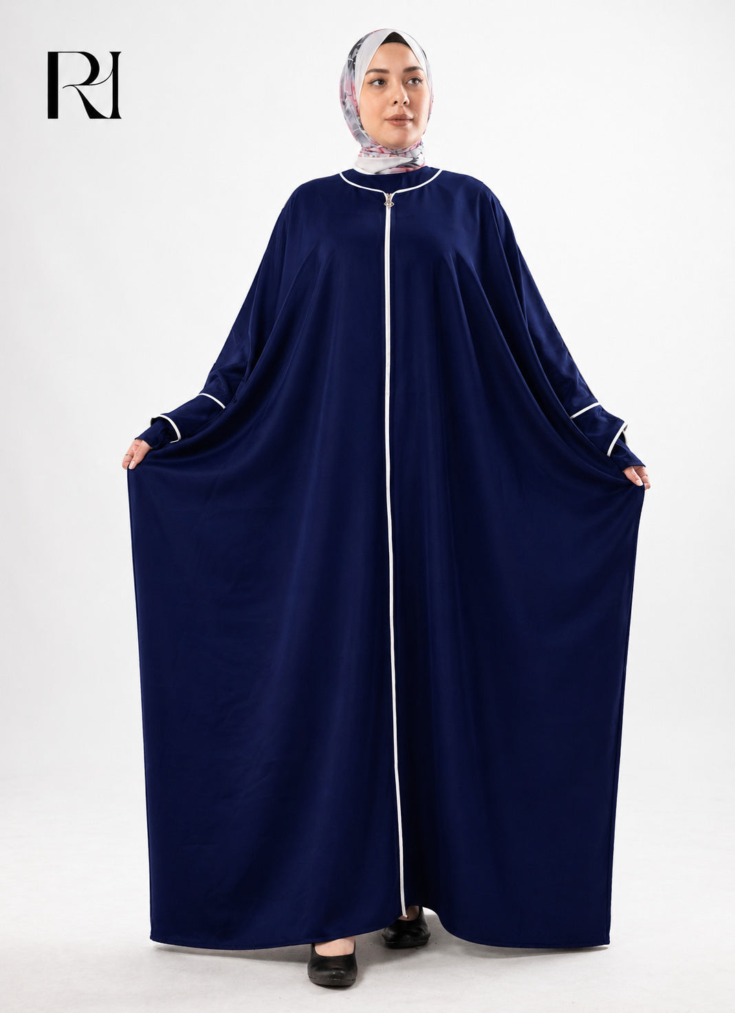 Layal Noir Soft Crepe Abaya - Navy