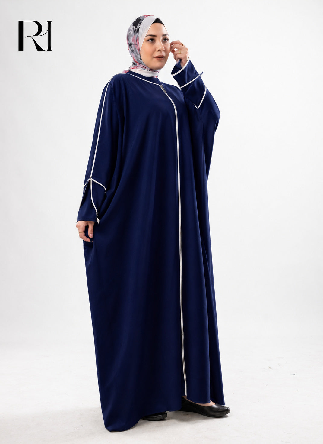 Layal Noir Soft Crepe Abaya - Navy