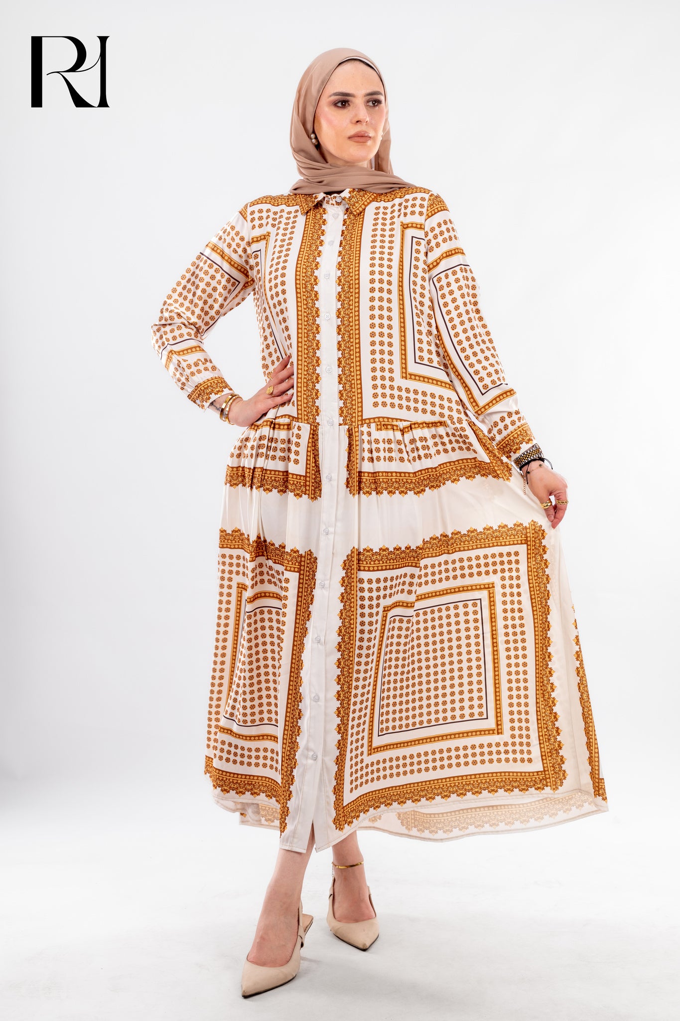 Nour Scarf Bloom Breastfeeding Friendly Modest Maxi Dress - Ruehaya