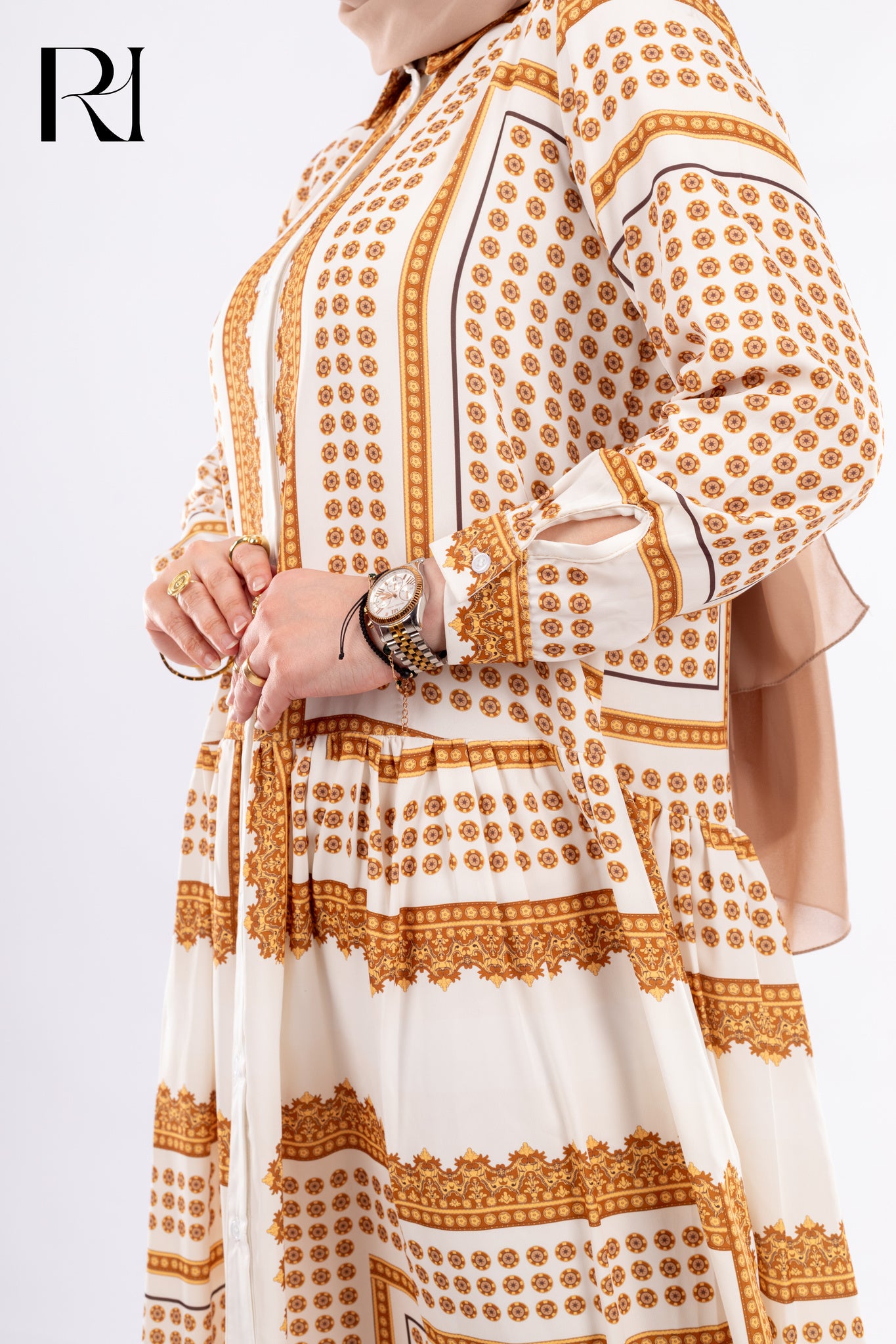 Nour Scarf Bloom Breastfeeding Friendly Modest Maxi Dress - Ruehaya