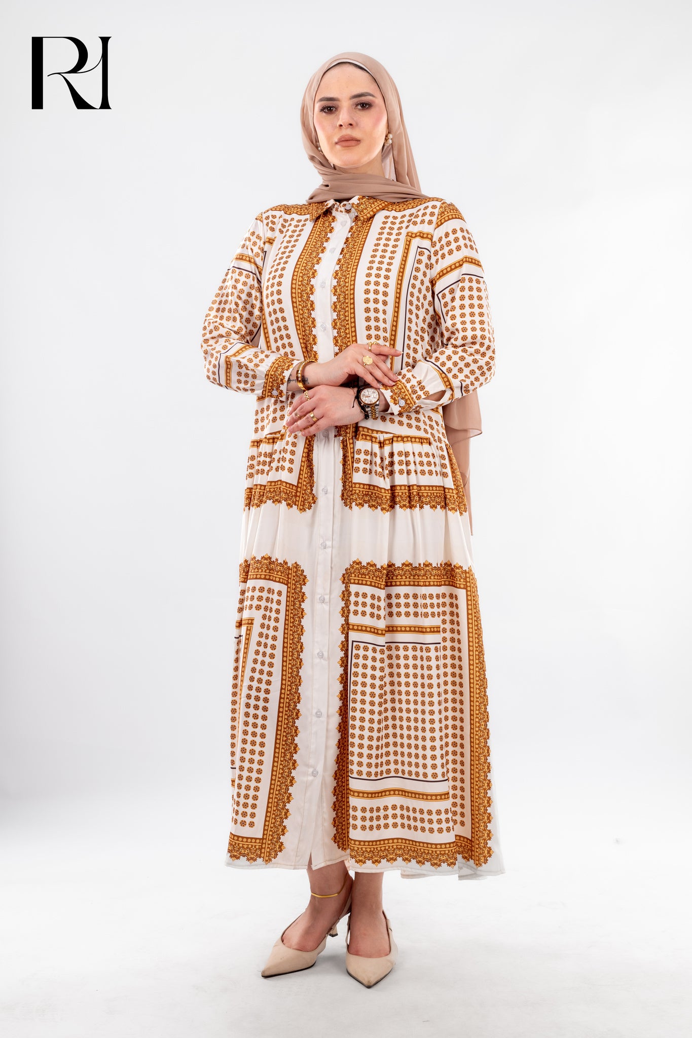 Nour Scarf Bloom Breastfeeding Friendly Modest Maxi Dress - Ruehaya