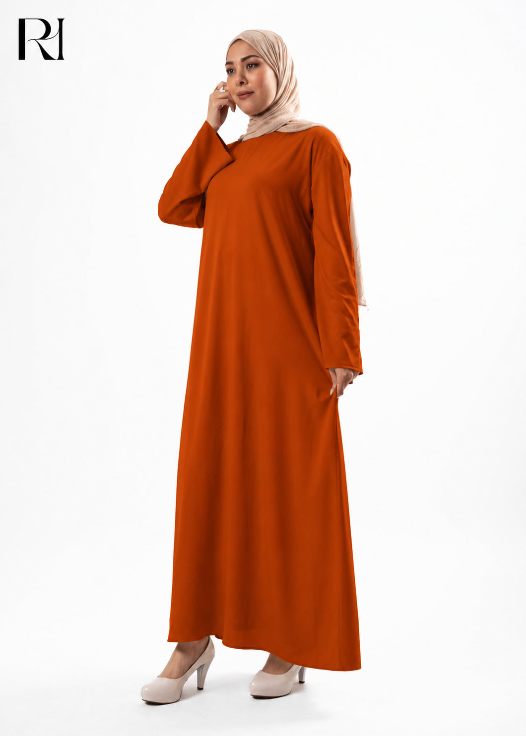 Mariam Lightweight Silky Maxi Dress – Burnt Orange