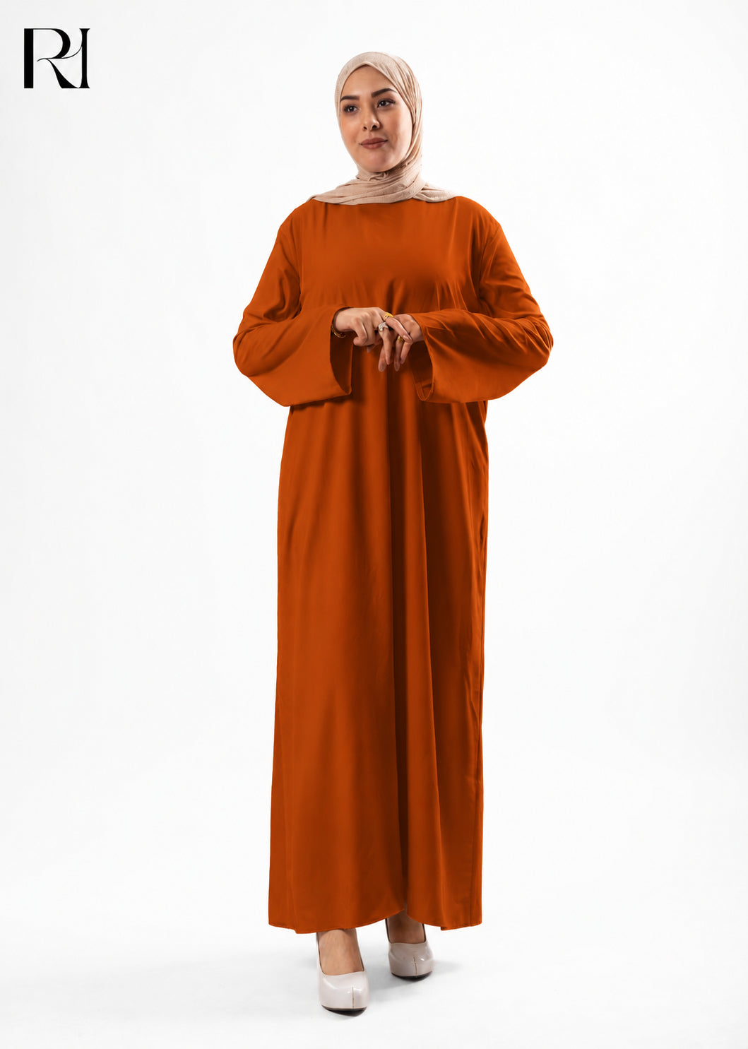 Mariam Lightweight Silky Maxi Dress – Burnt Orange