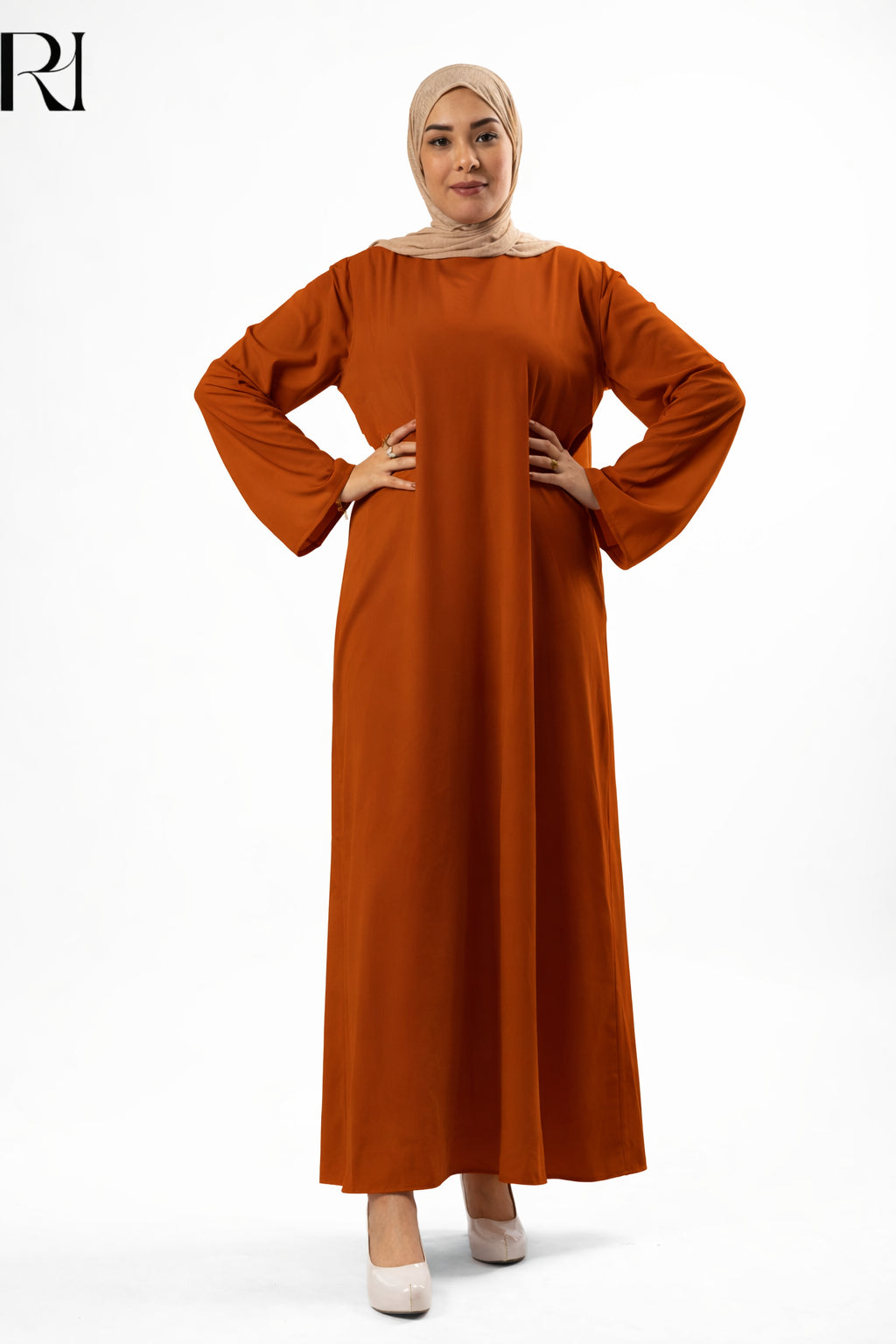 Mariam Lightweight Silky Maxi Dress – Burnt Orange