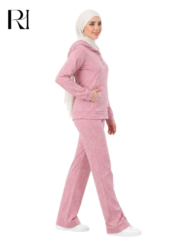 REEM COZY QUILTED LOUNGEWEAR SET – DUSTY ROSE
