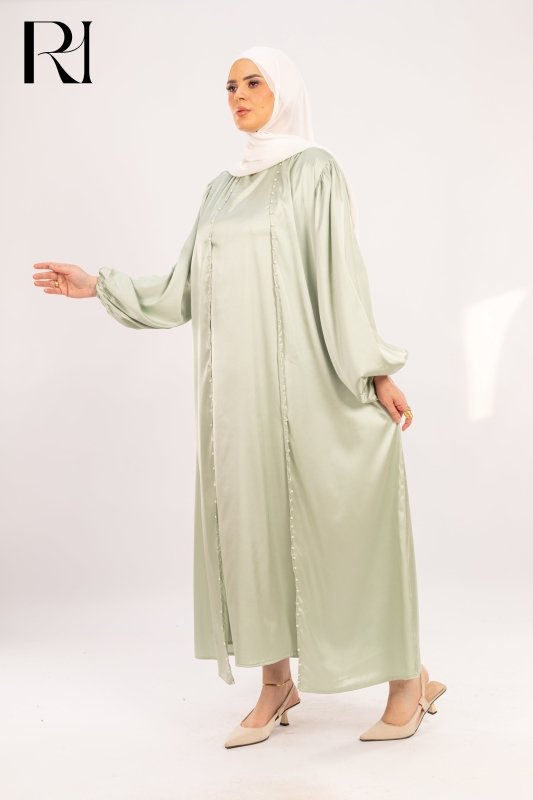 Pistachio Whisper Soft Satin Grace with Delicate Flow - Ruehaya