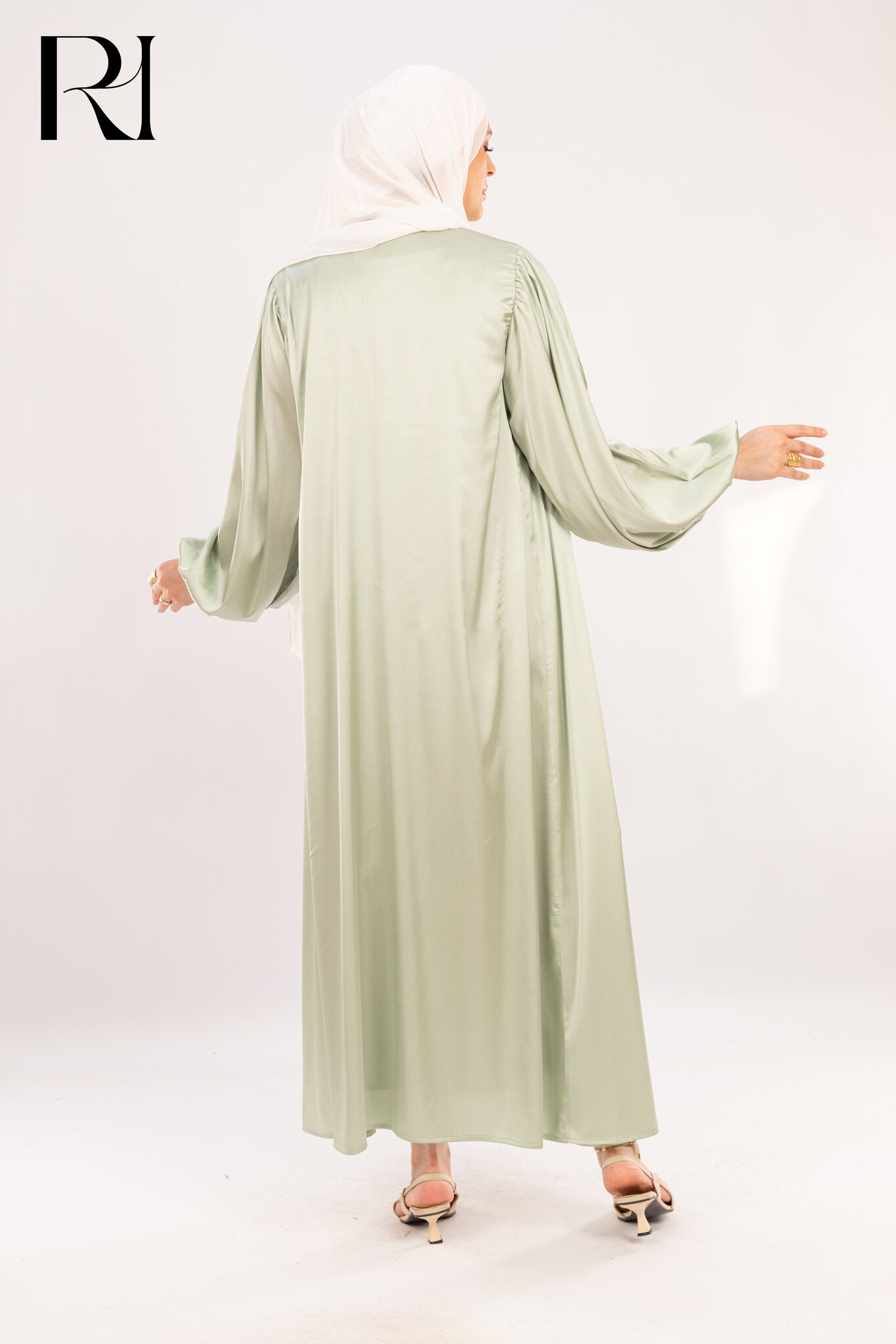 Pistachio Whisper Soft Satin Grace with Delicate Flow - Ruehaya