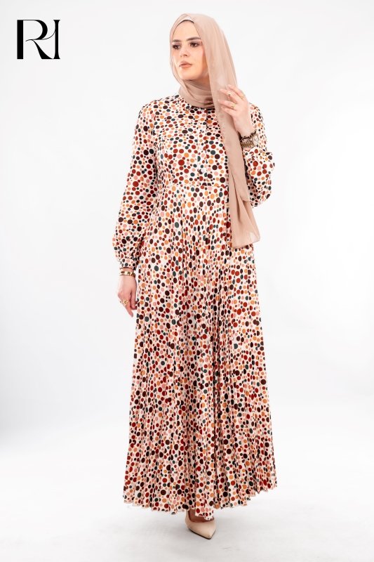 Polka Dot Modest Dress, Elegant Everyday Style by Rue Haya - Ruehaya