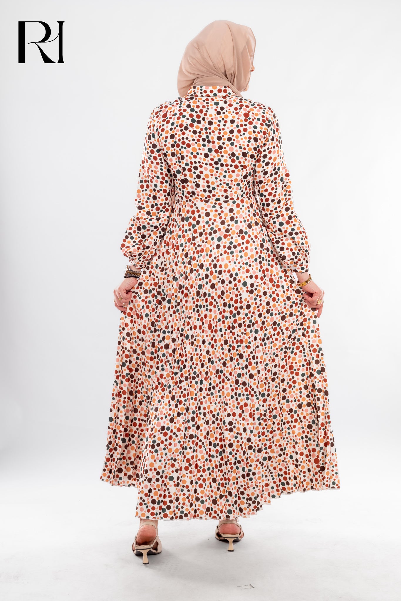 Polka Dot Modest Dress, Elegant Everyday Style by Rue Haya - Ruehaya
