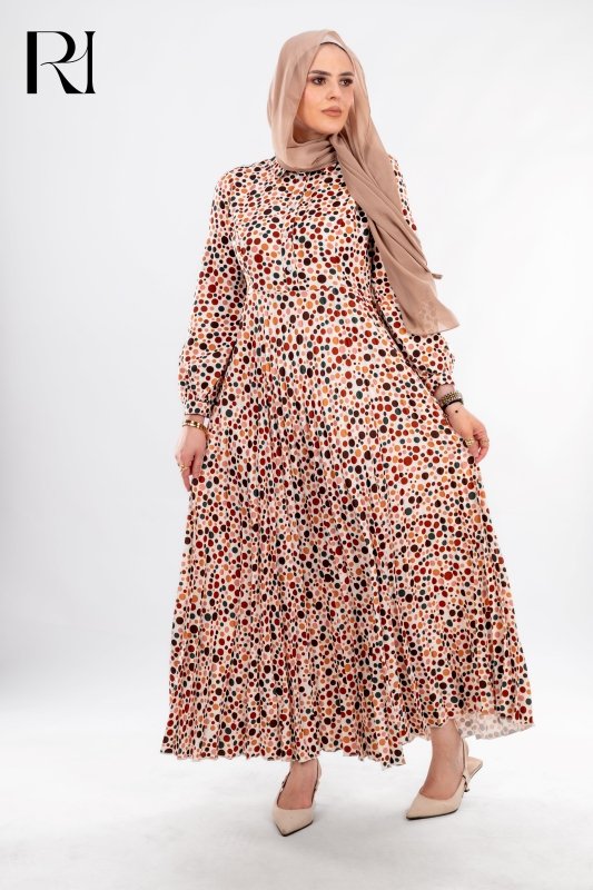 Polka Dot Modest Dress, Elegant Everyday Style by Rue Haya - Ruehaya