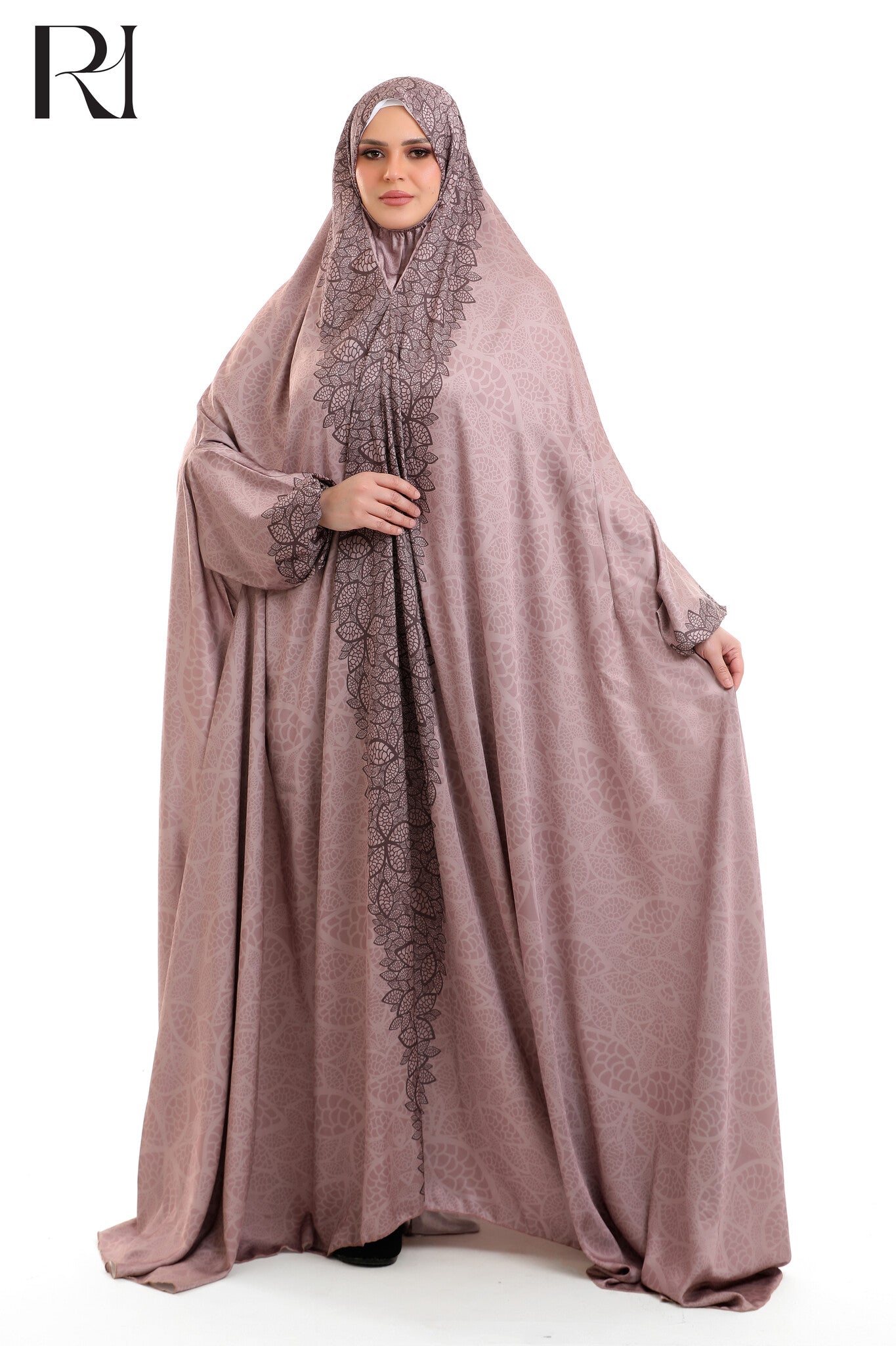 Noor Soft Blended Satin Prayer Gown - Rosewood
