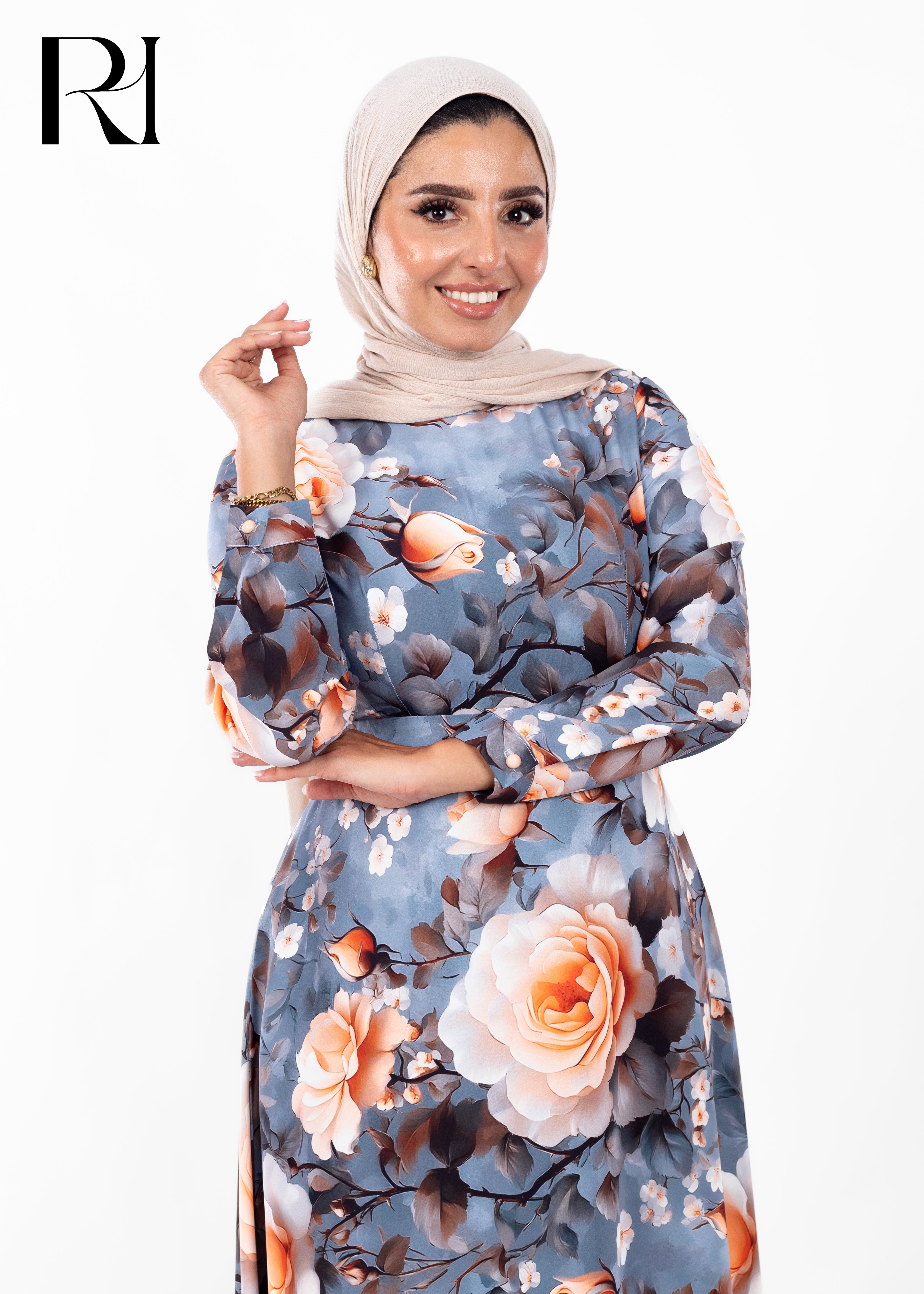Sunset Bloom Floral Modest Maxi Dress