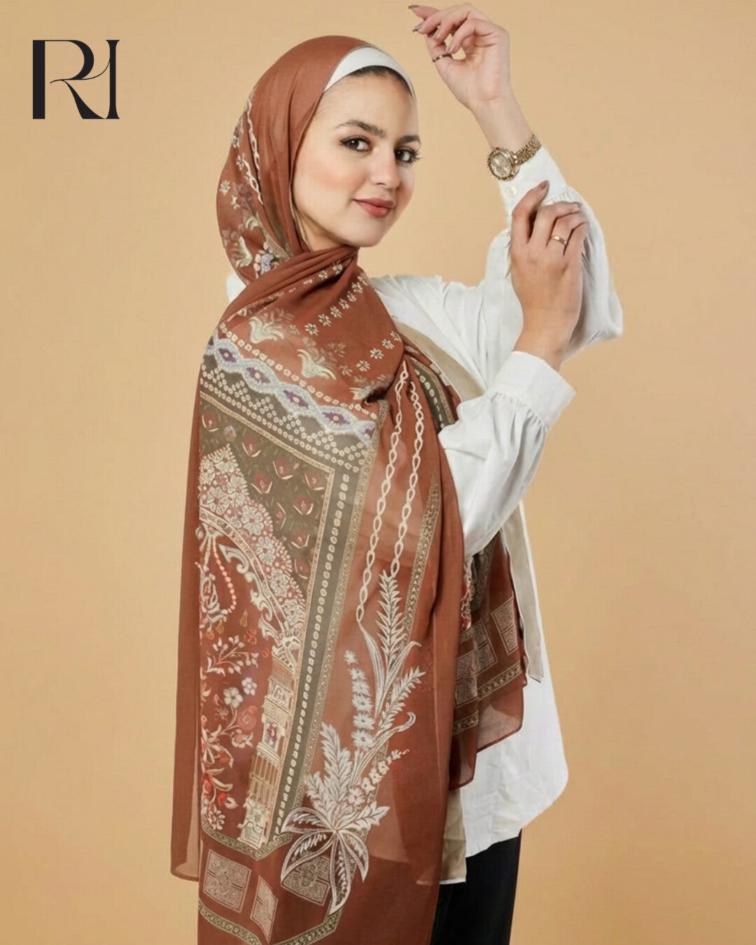 Royal Palace Inspired Chiffon Hijab Ruehaya Elegant Heritage Scarf - Ruehaya