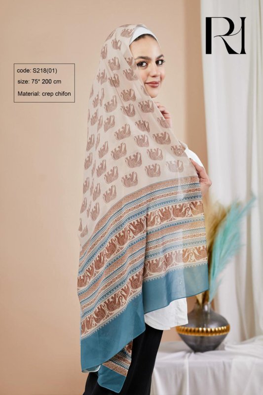 Ruehaya Elephant Inspired Chiffon Hijab - Ruehaya