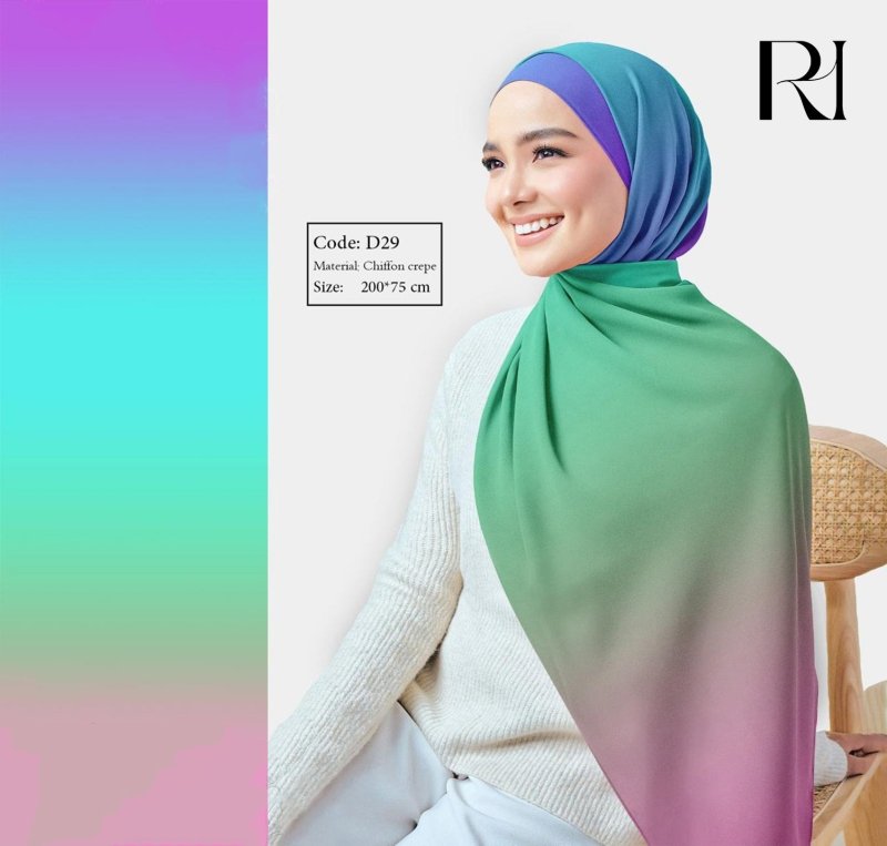 Ruehaya Gradient Chiffon Hijab - Ruehaya