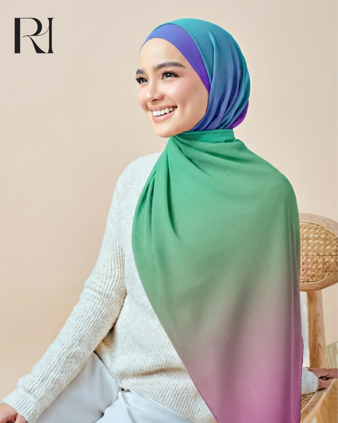 Ruehaya Gradient Chiffon Hijab - Ruehaya